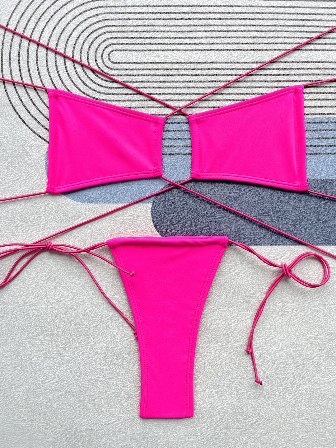 Sexy Bikini Solid Color Chest Pad Swimsuit Swimsuit