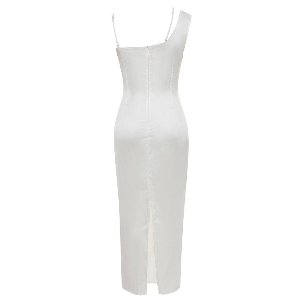 Mist One-Shoulder Bandage Midi Dress - White