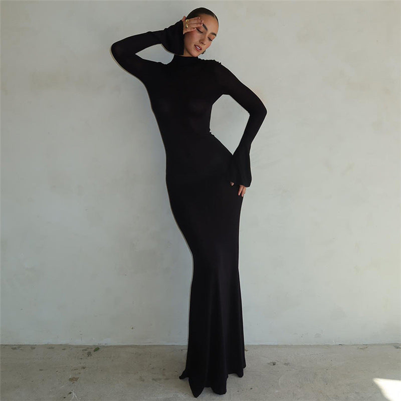 Empress Backless Bodycon Maxi Dress - Black