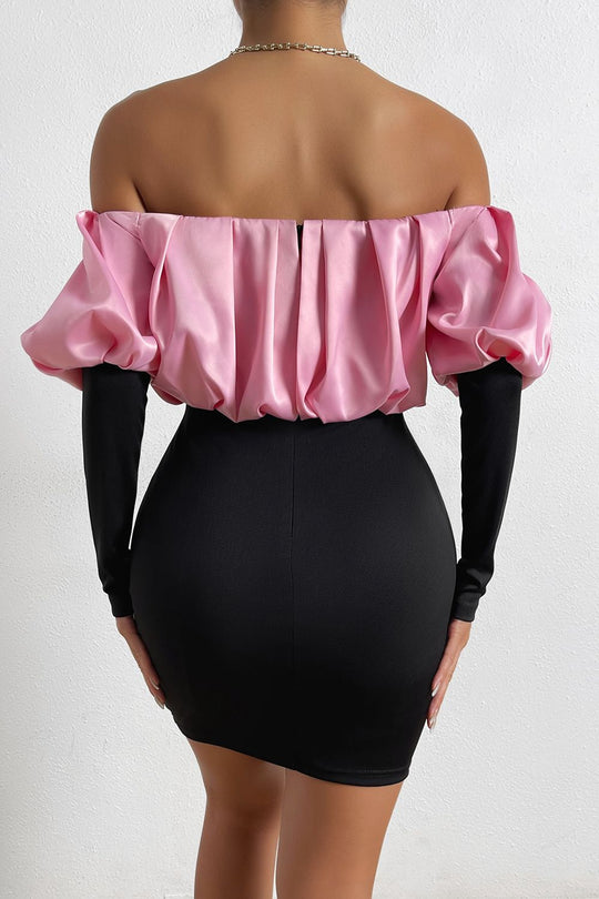 Chiffon Sheath Mini Dress - Pink