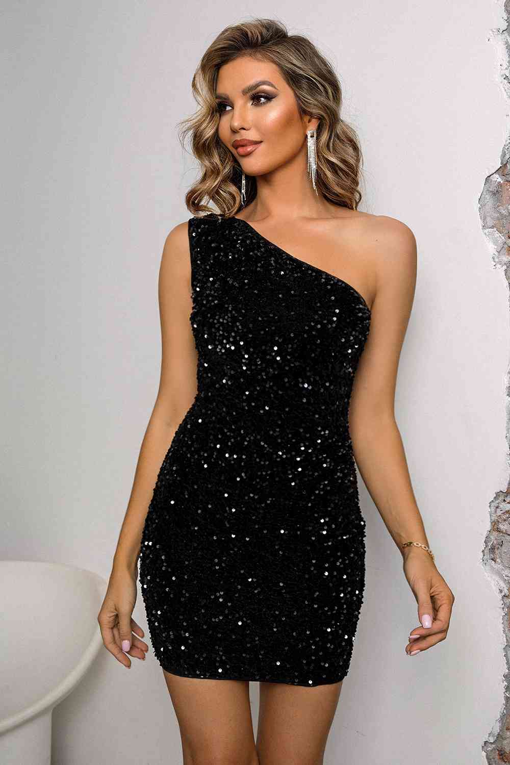 Glimmer Bodycon Mini Dress - Black