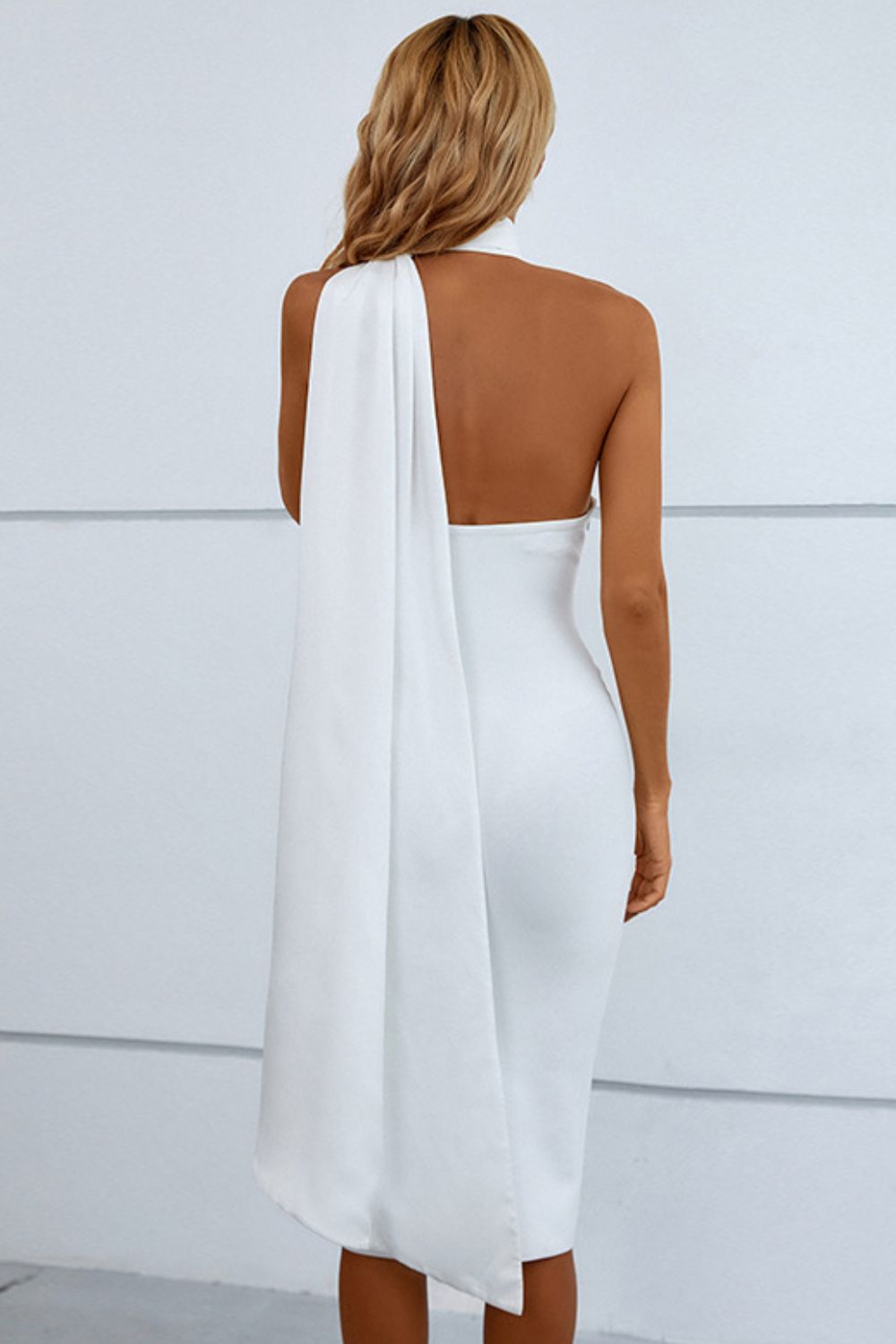 Luxurious Cascade Bandage Midi Dress -  White