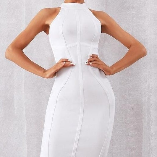 Contour Couture Bodycon Midi Dress -  White